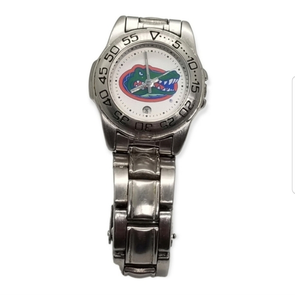 FLORIDA GATORS FOOTBALL LADIES STAINLESS STEEL WATCH - Picture 2 of 4